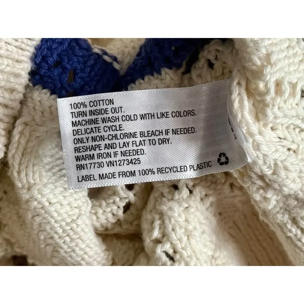 Women’s Universal Thread Cream Blue Striped Pullover Sweater Size Large